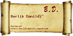 Berlik Daniló névjegykártya